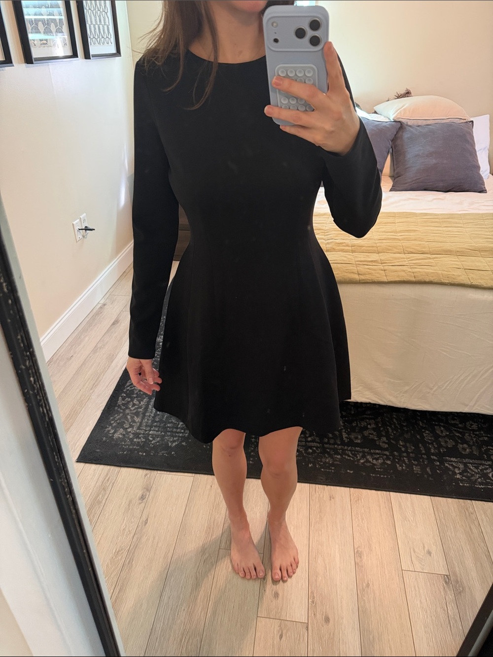 Long-Sleeve Black Fit & Flare Dress